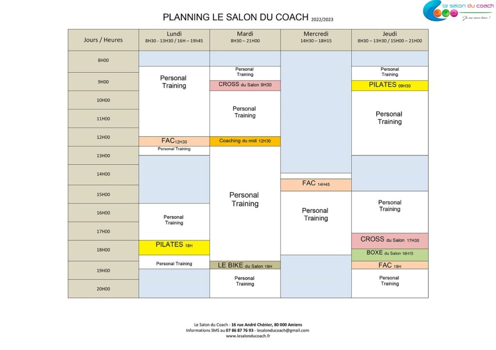 Planning coaching et Personal Training